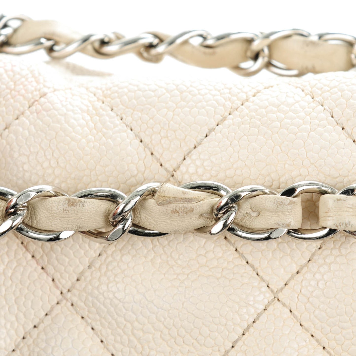 Caviar Quilted Medium French Riviera Flap White
