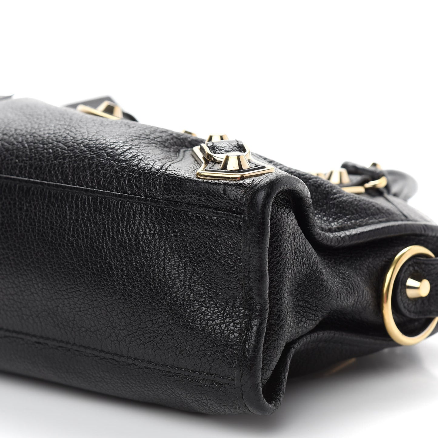 Chevre Gold Metallic Edge Hardware Mini City Black