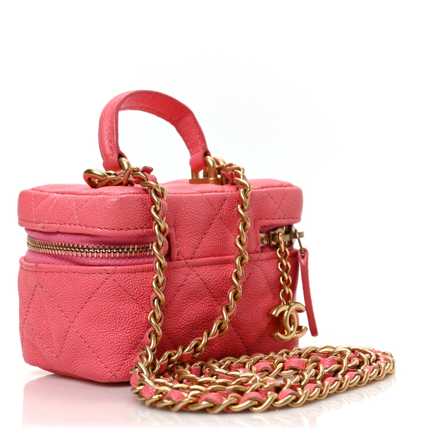 Chanel Caviar Quilted Mini Top Handle Vanity With Chain Pink 3 of 9