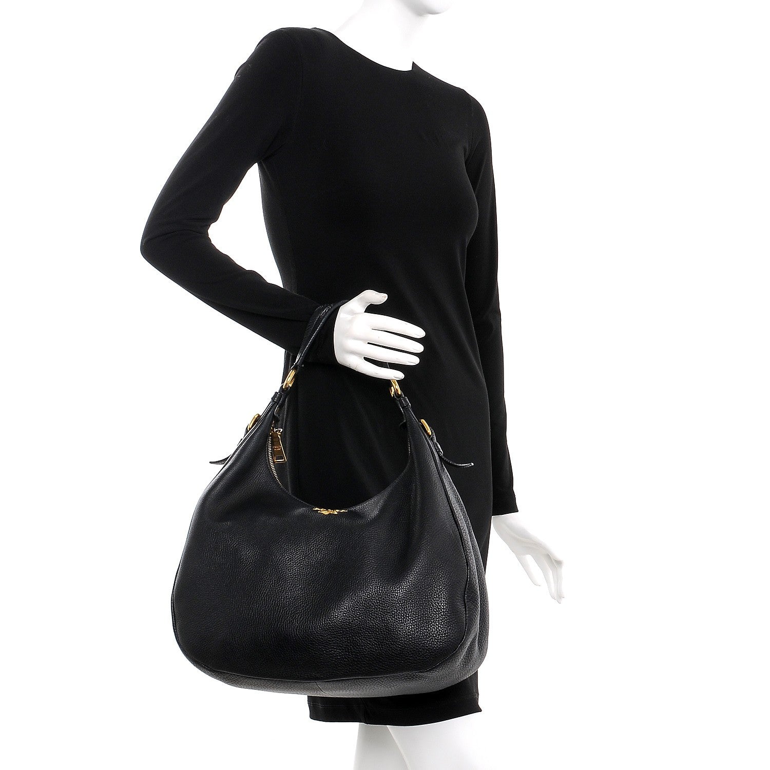Prada Vitello Daino Hobo Nero Black 2 of 8