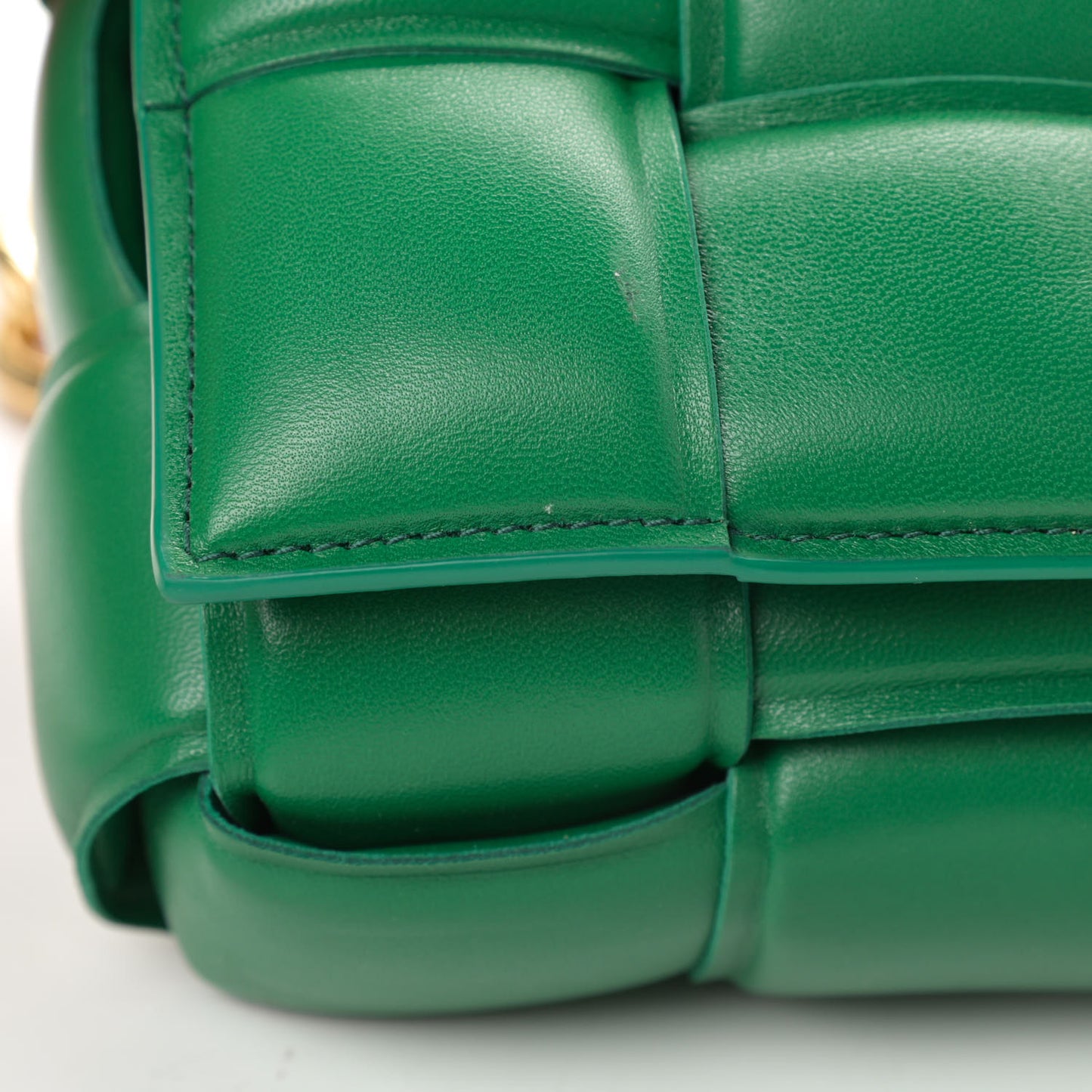 Lambskin Maxi Intreccio Padded Chain Cassette Crossbody Bag Racing Green