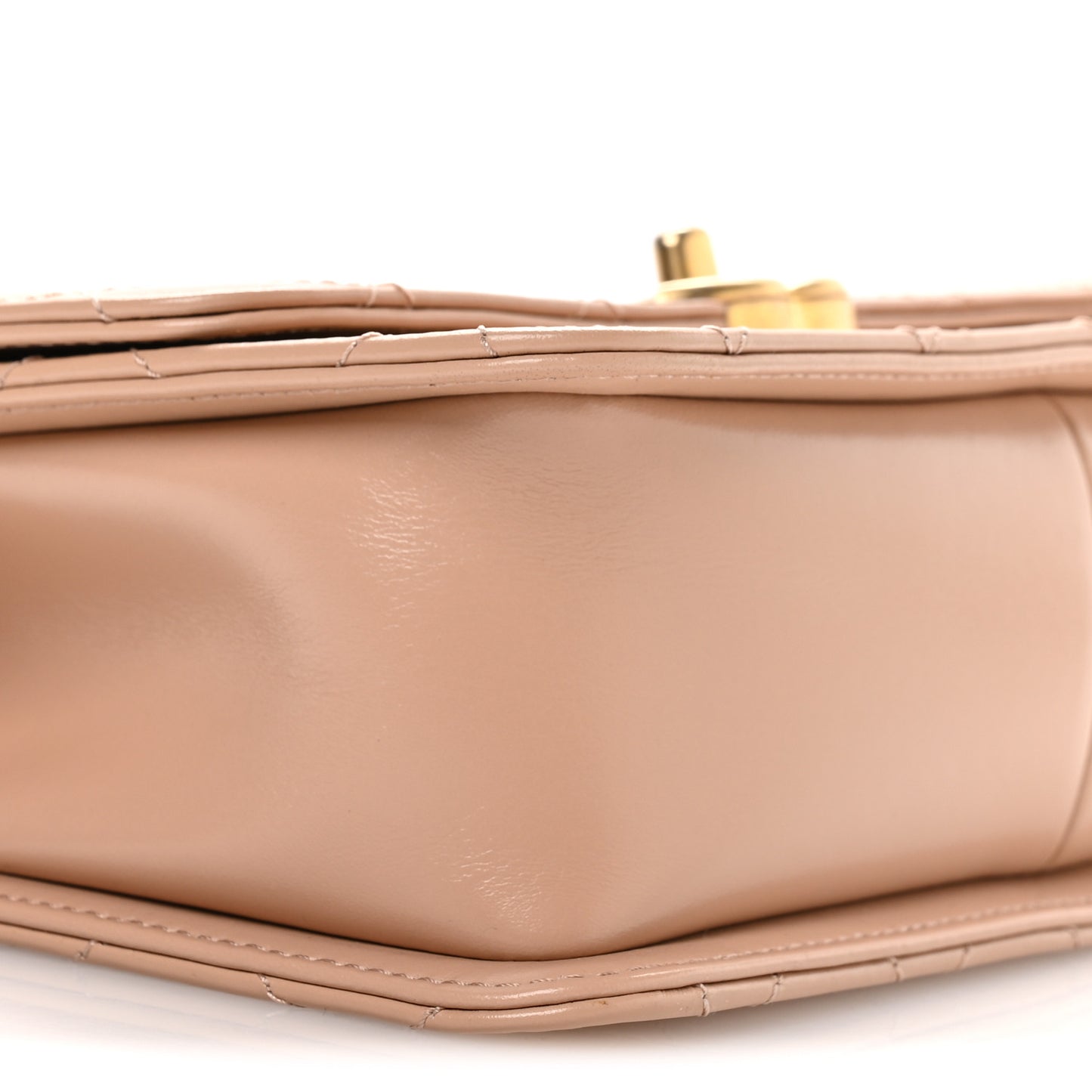 Calfskin Quilted Perfect Fit Flap Beige