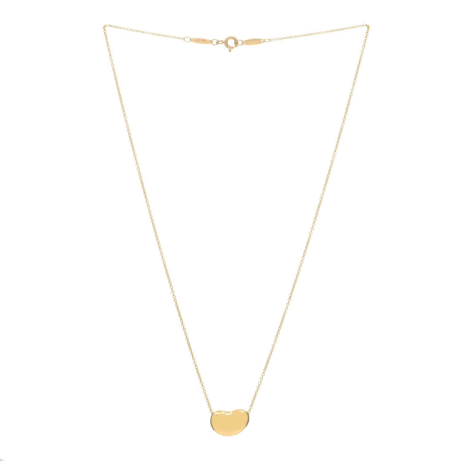 Tiffany 18K Yellow Gold 14mm Elsa Peretti Bean Pendant Necklace 2 of 3