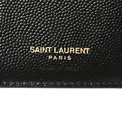 Saint Laurent Grain De Poudre Textured Mixed Matelasse Triquilt Small Monogram Envelope Wallet Black 6 of 8