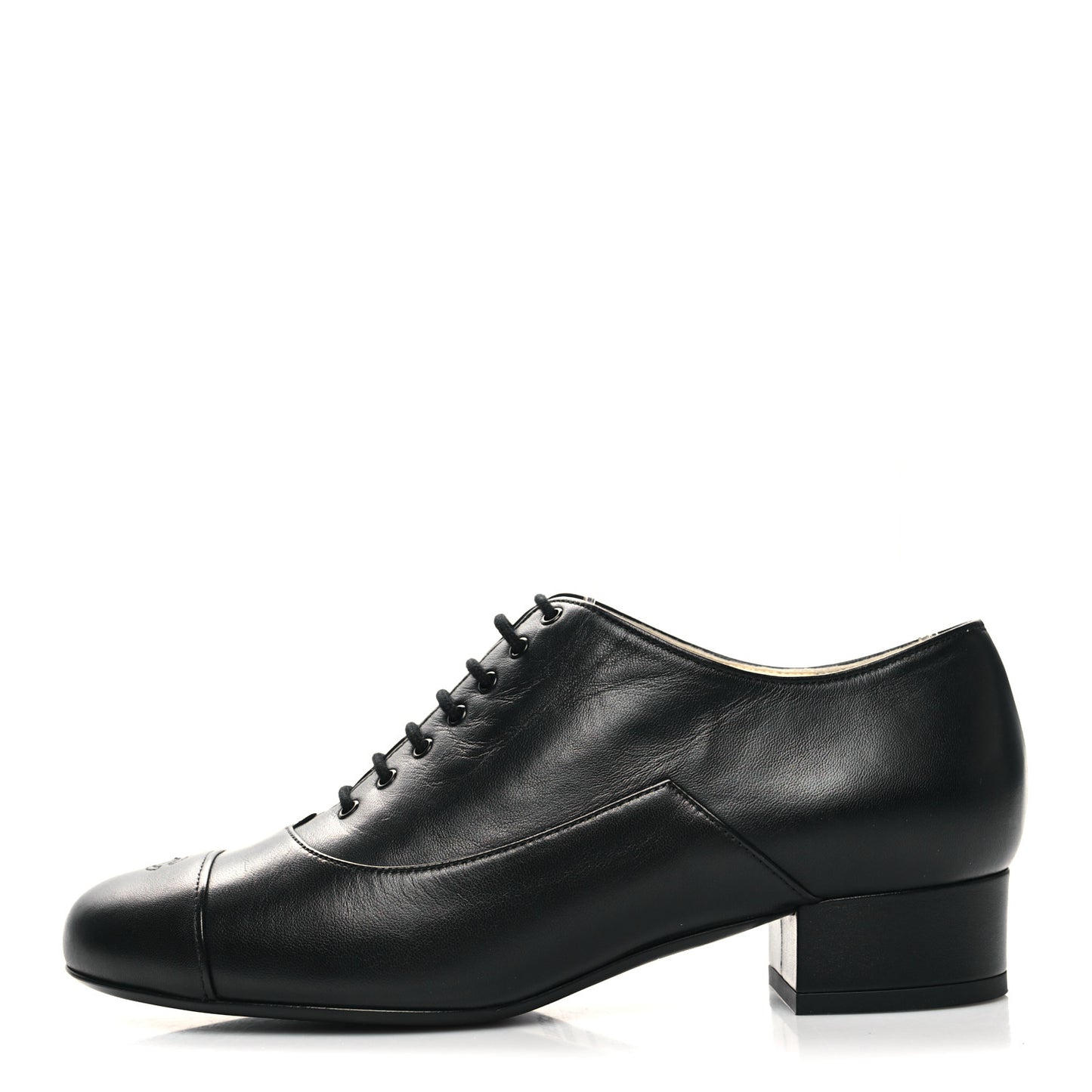 Lambskin CC Lace Up Oxfords 37.5 Black
