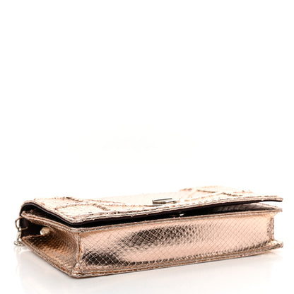 Christian Dior Snakeskin Diorama Wallet on Chain Pouch Rose Gold 4 of 16