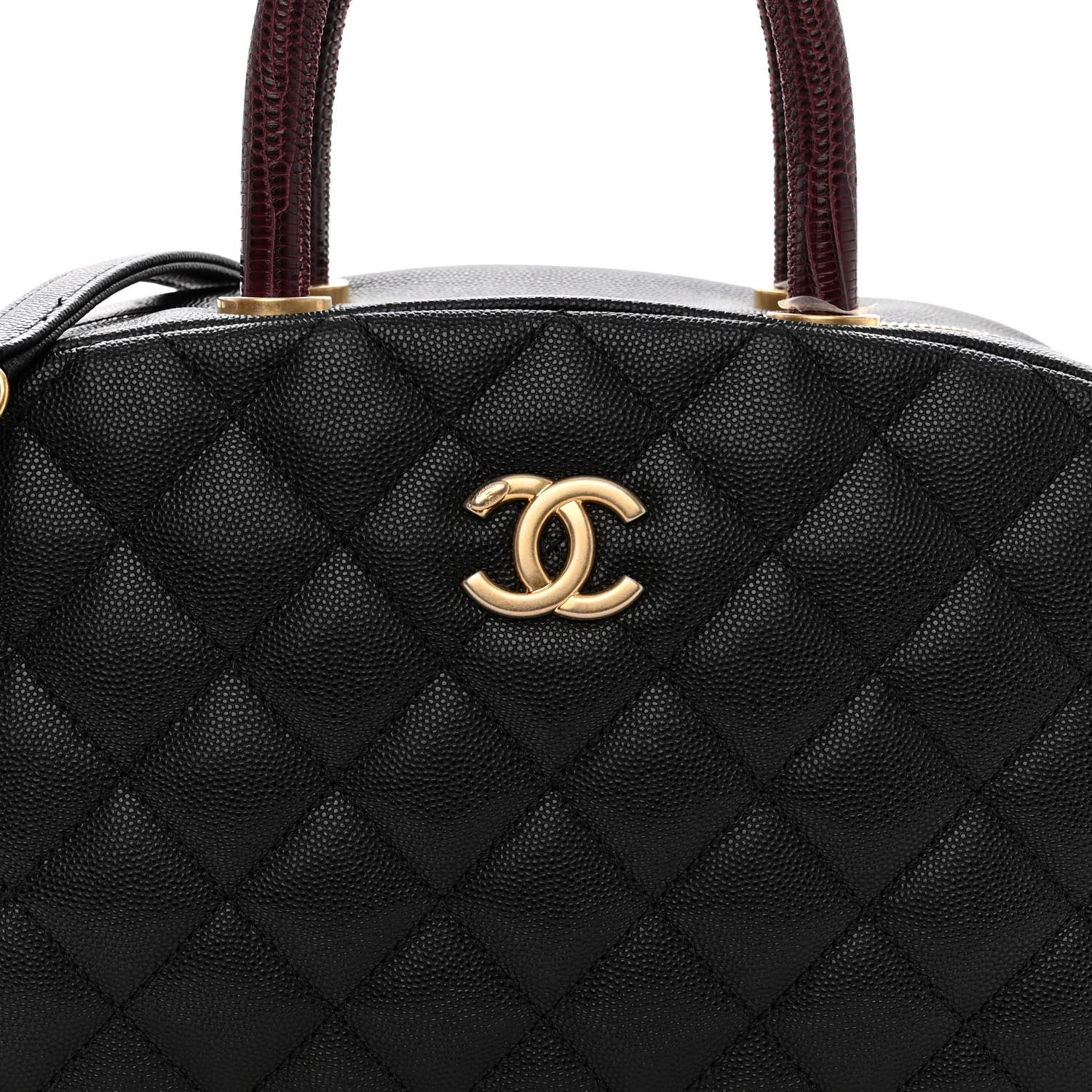 Chanel Caviar Lizard Quilted Coco Handle Bowler Black 8 of 10
