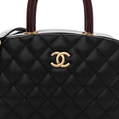 Chanel Caviar Lizard Quilted Coco Handle Bowler Black 8 of 10