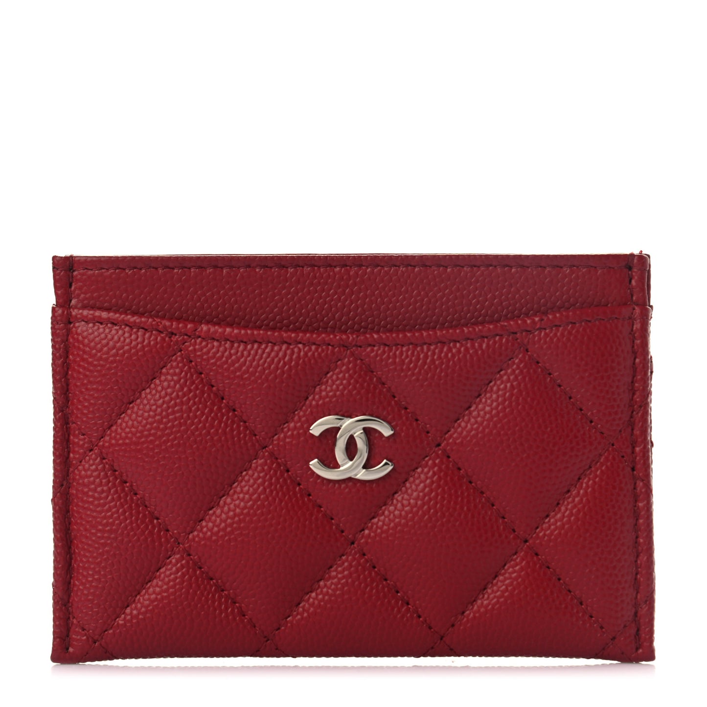 Caviar Quilted Card Holder Red