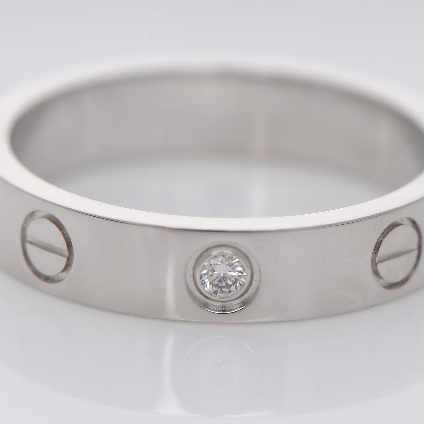 18K White Gold Diamond 4mm LOVE Wedding Band Ring 52 6