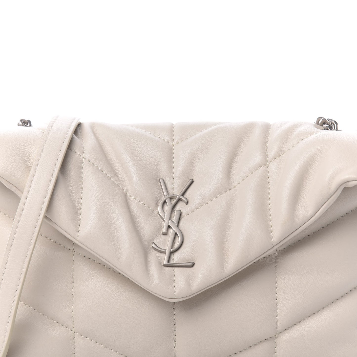 Lambskin Quilted Toy Loulou Puffer Monogram Chain Satchel Crema Soft