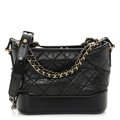 Chanel Aged Calfskin Quilted Small Gabrielle Hobo Black 1 of 10