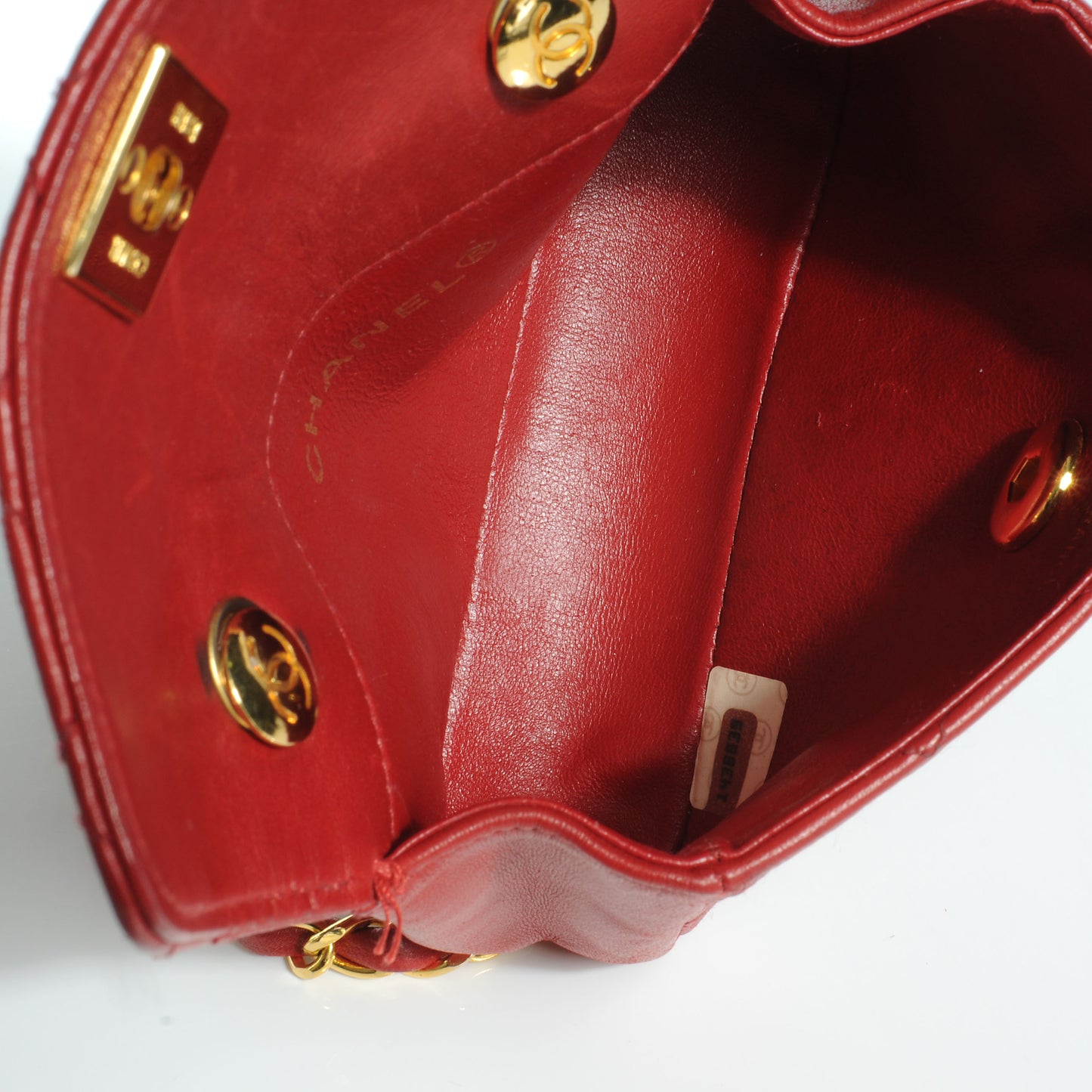 Lambskin Quilted Extra Mini Flap Red