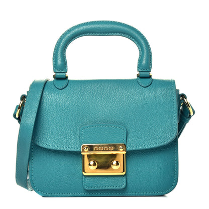 Miu Miu Goatskin Madras Shoulder Bag Turchese 1 of 8