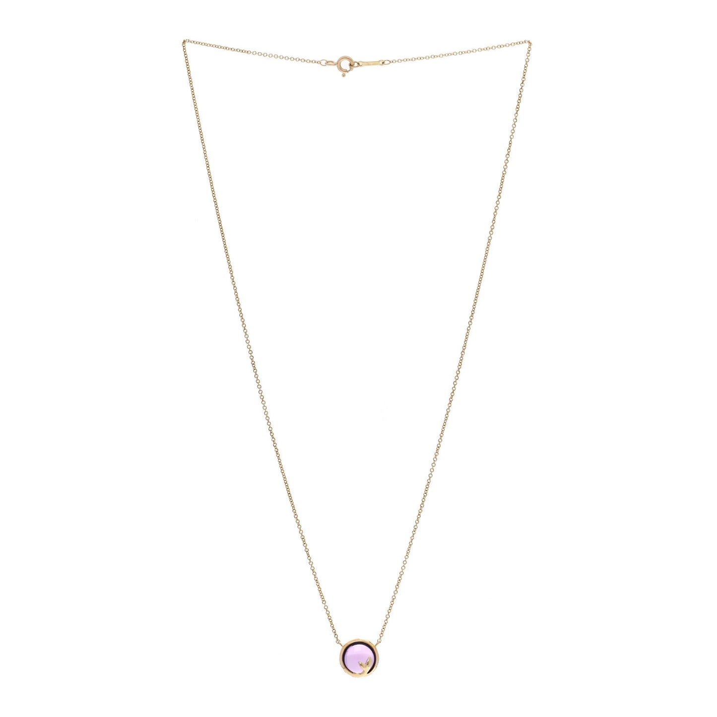 18K Yellow Gold Amethyst Paloma Picasso Olive Leaf Pendant Necklace