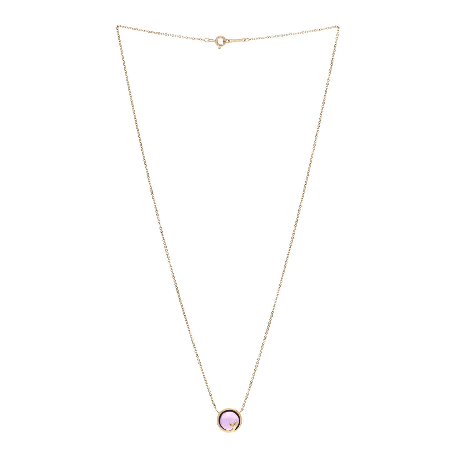 Tiffany 18K Yellow Gold Amethyst Paloma Picasso Olive Leaf Pendant Necklace 3 of 6
