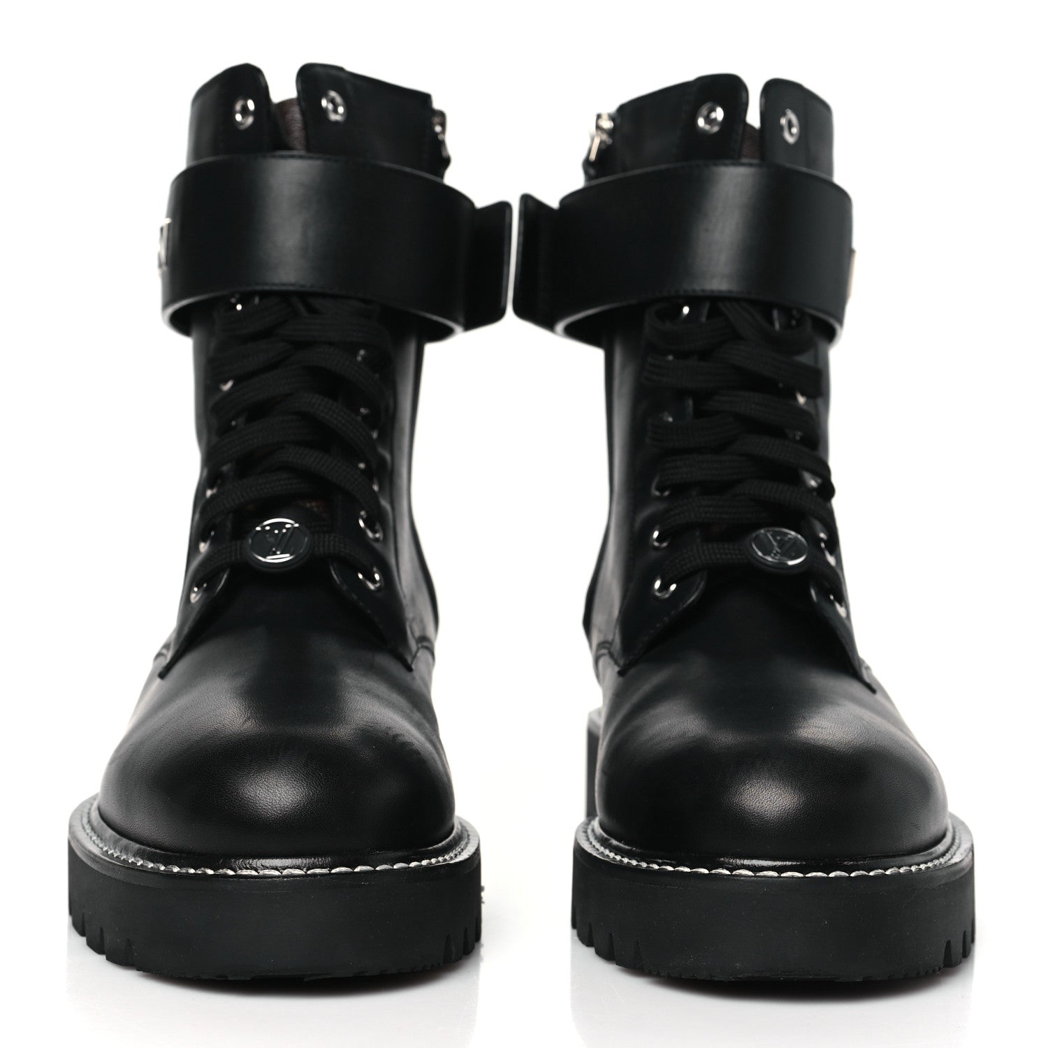 Louis Vuitton Calfskin Territory Flat Ranger Boots 39 Black 2 of 9