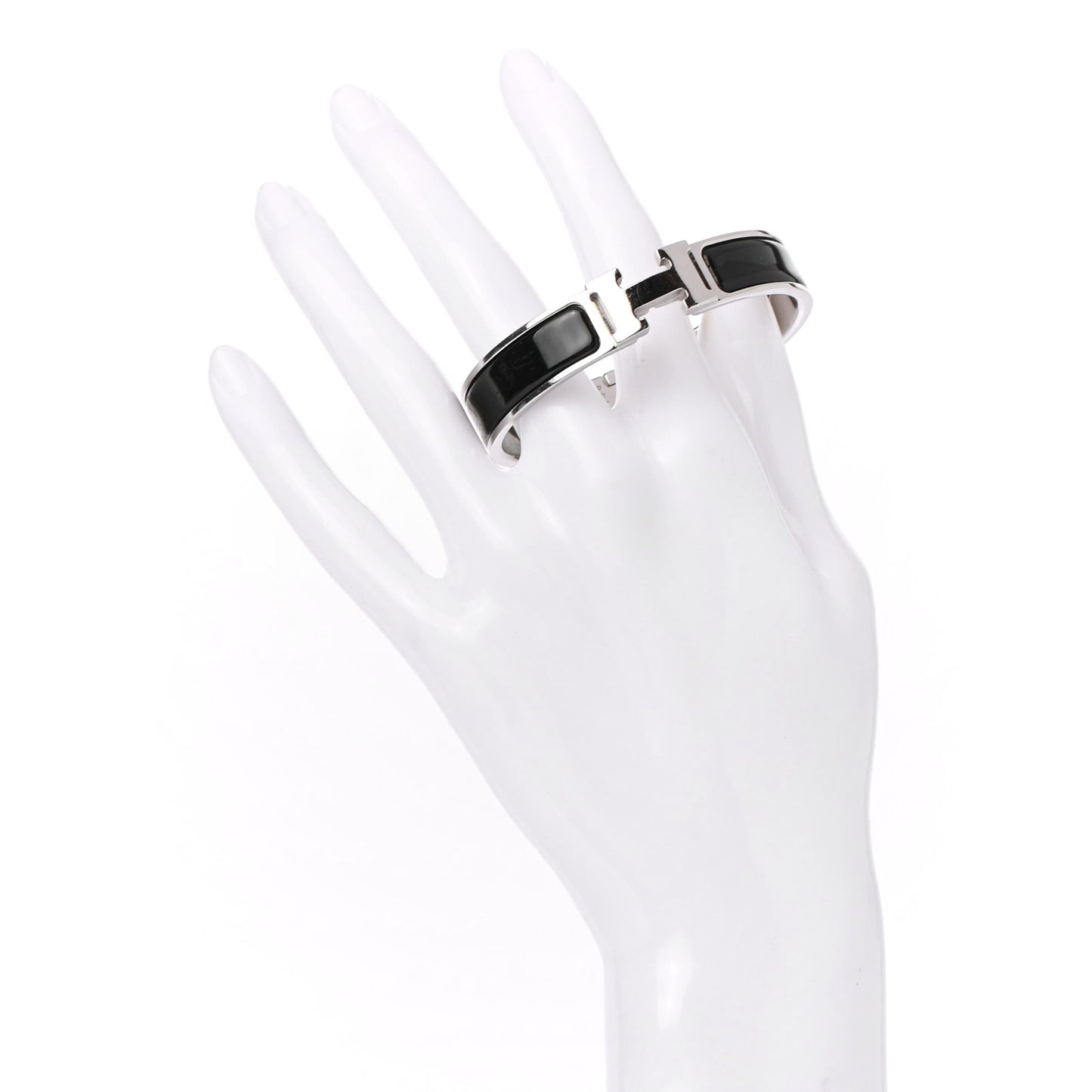 Enamel Narrow Clic Clac H Bracelet PM Black