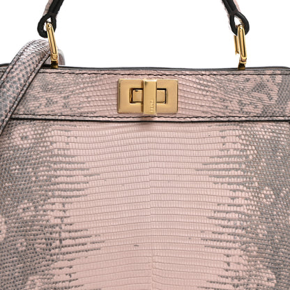 Fendi Lizard Togo Lucido Petite Peekaboo I SEE U Satchel Soft Berry 7 of 9