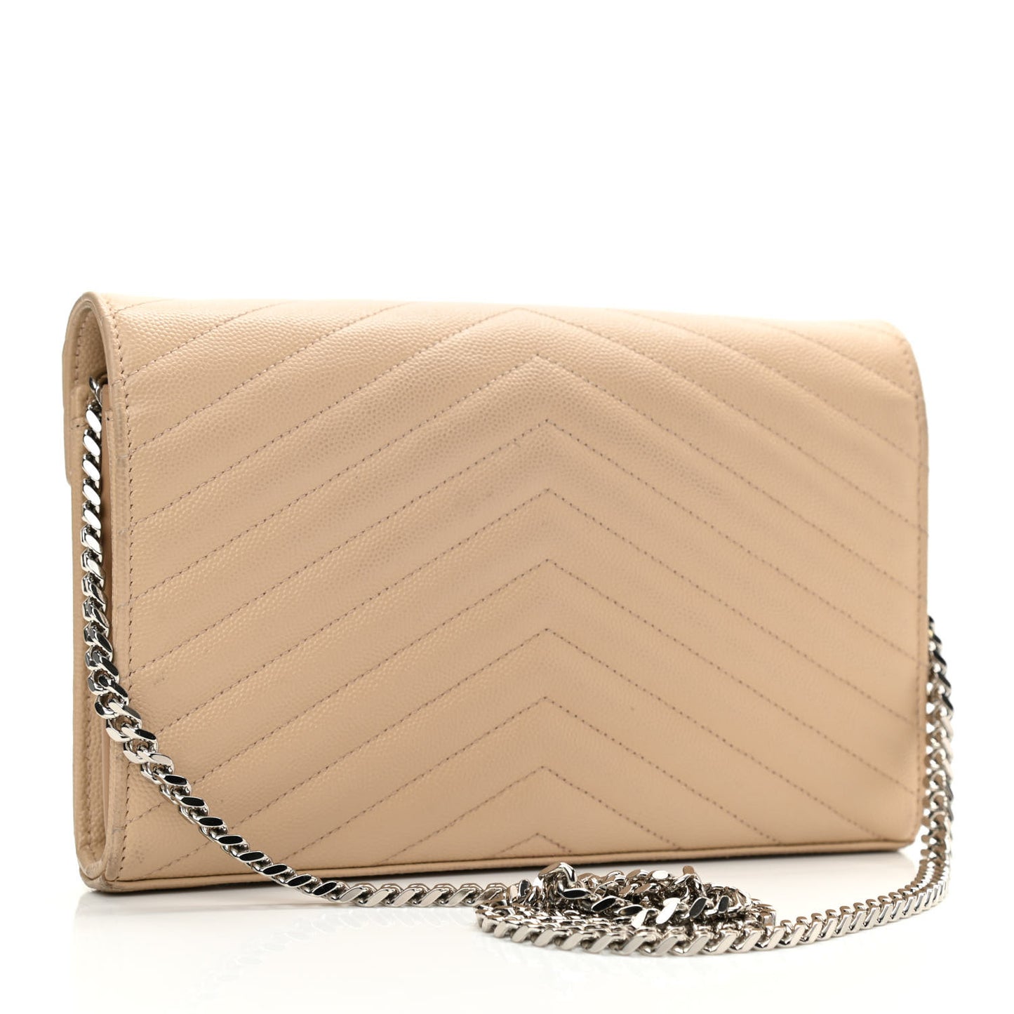 Grain De Poudre Matelasse Chevron Monogram Chain Wallet Nude Powder