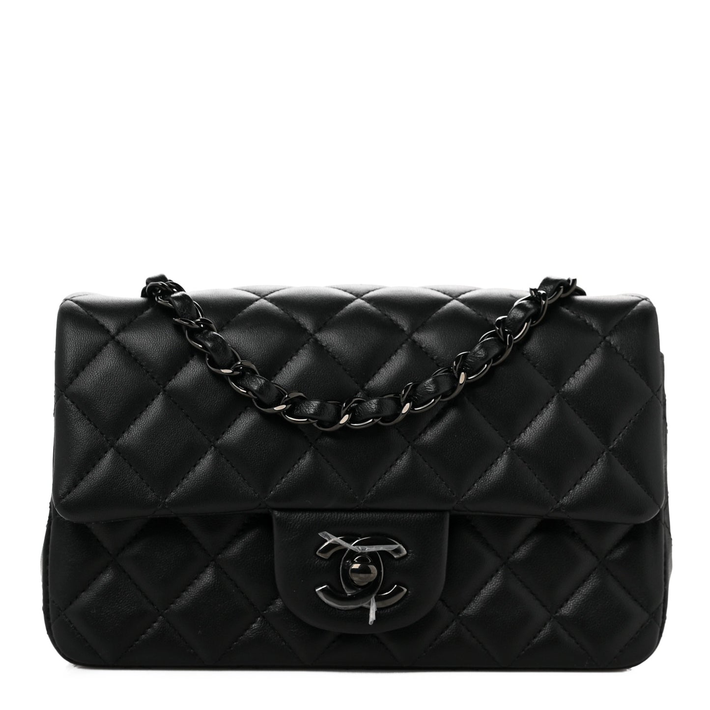 Lambskin Quilted Mini Rectangular Flap So Black