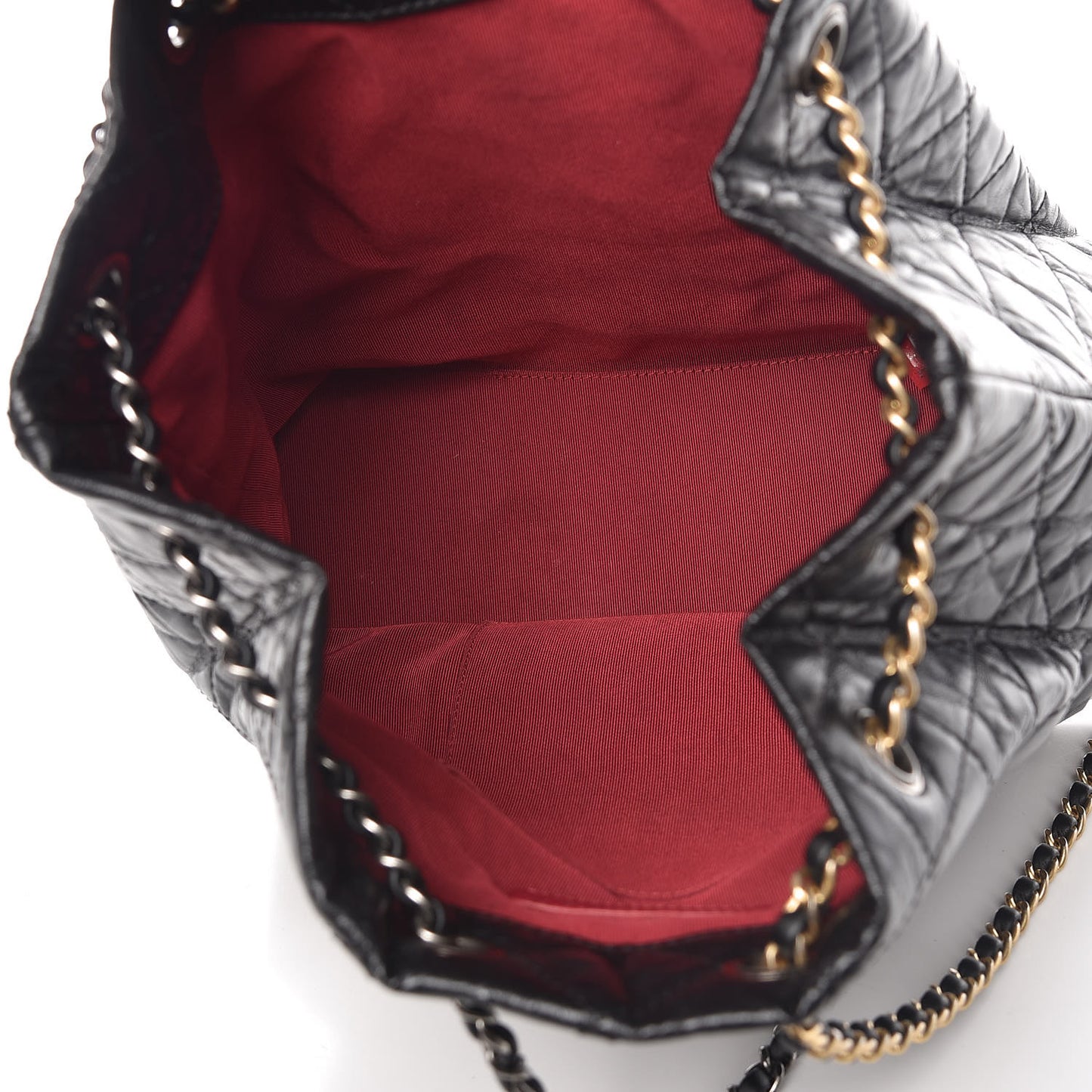 Aged Calfskin Quilted Gabrielle Backpack Black