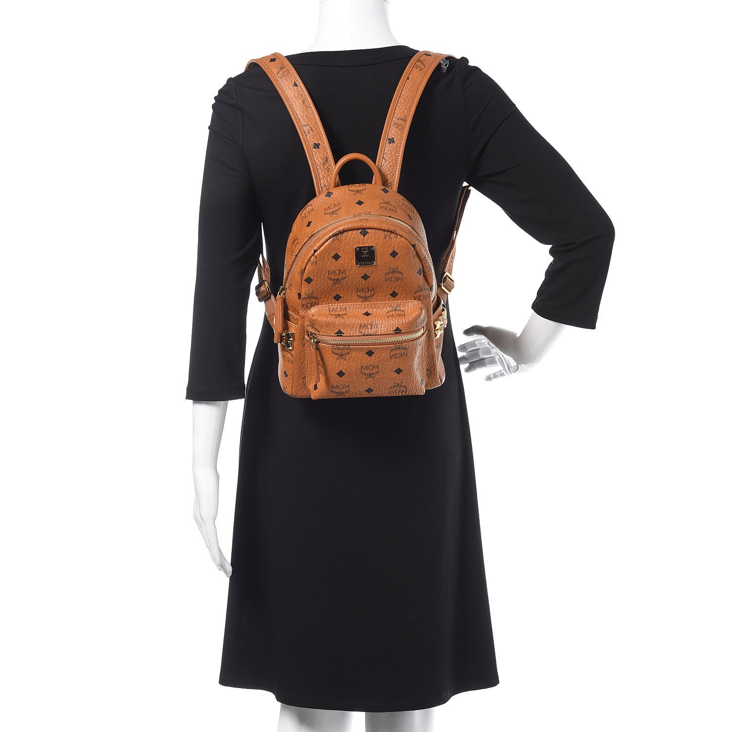 MCM Visetos Side Stud Mini Stark Backpack Cognac 2 of 9