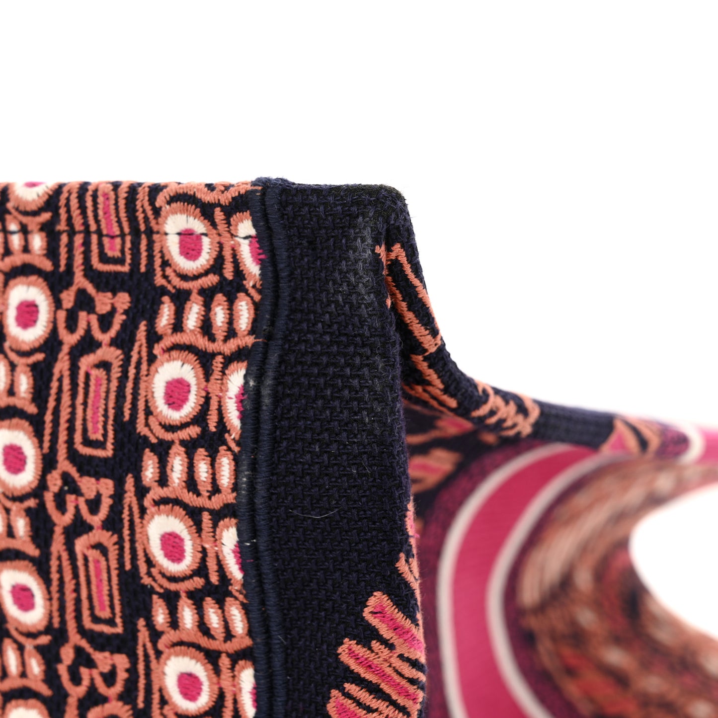 Canvas Embroidered Dior Animals Tiger Book Tote Deep Blue Fuchsia