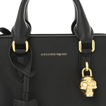 Alexander McQueen Pebbled Calfskin Mini Skull Padlock Zip Around Tote Black 8 of 12