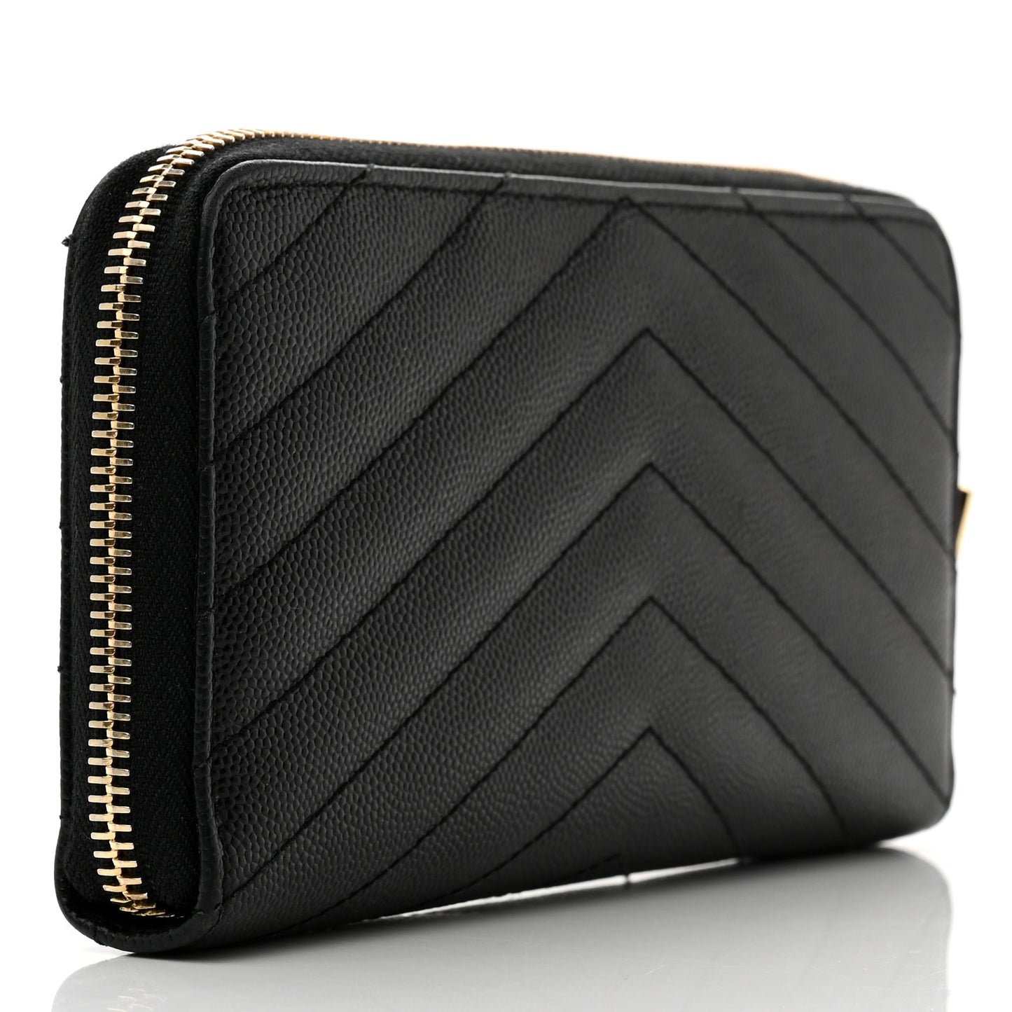 Grain De Poudre Matelasse Chevron Monogram Zip Around Wallet Black