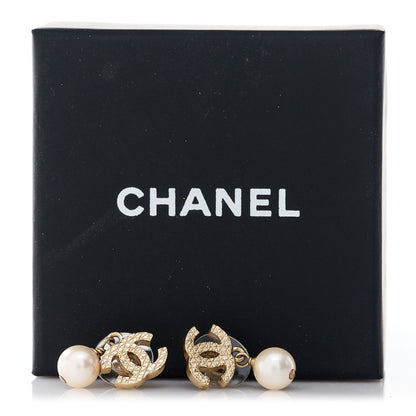 Chanel Pearl Quilted CC Drop Earrings Gold 6 of 6