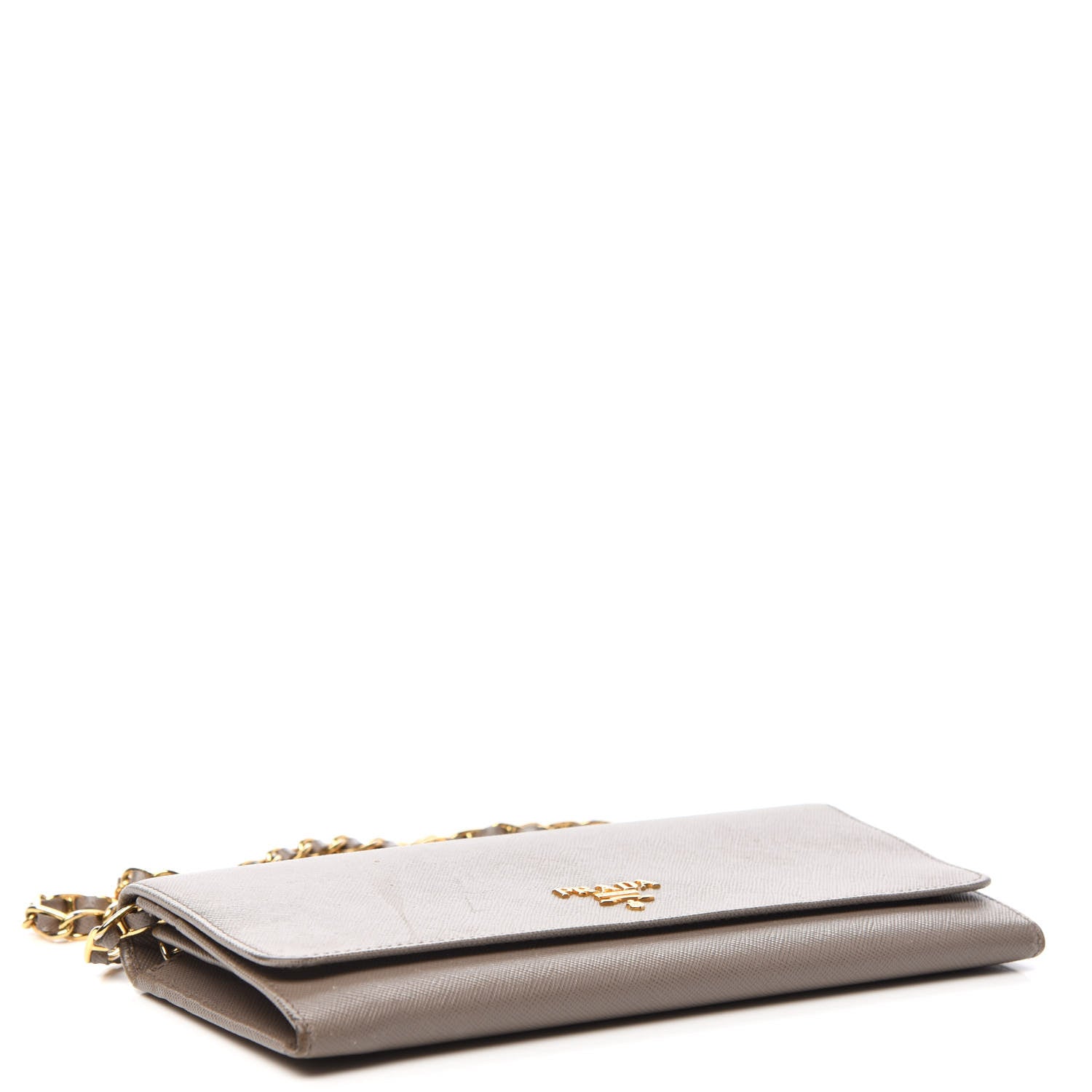 Prada Saffiano Metal Oro Chain Wallet Argilla 4 of 13
