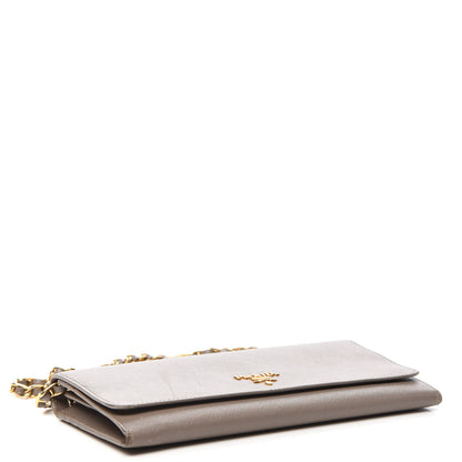 Prada Saffiano Metal Oro Chain Wallet Argilla 4 of 13