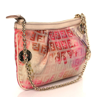 Fendi Patent Zucchino Vitello Floral Forever Pochette White Multicolor Crema 2 of 11