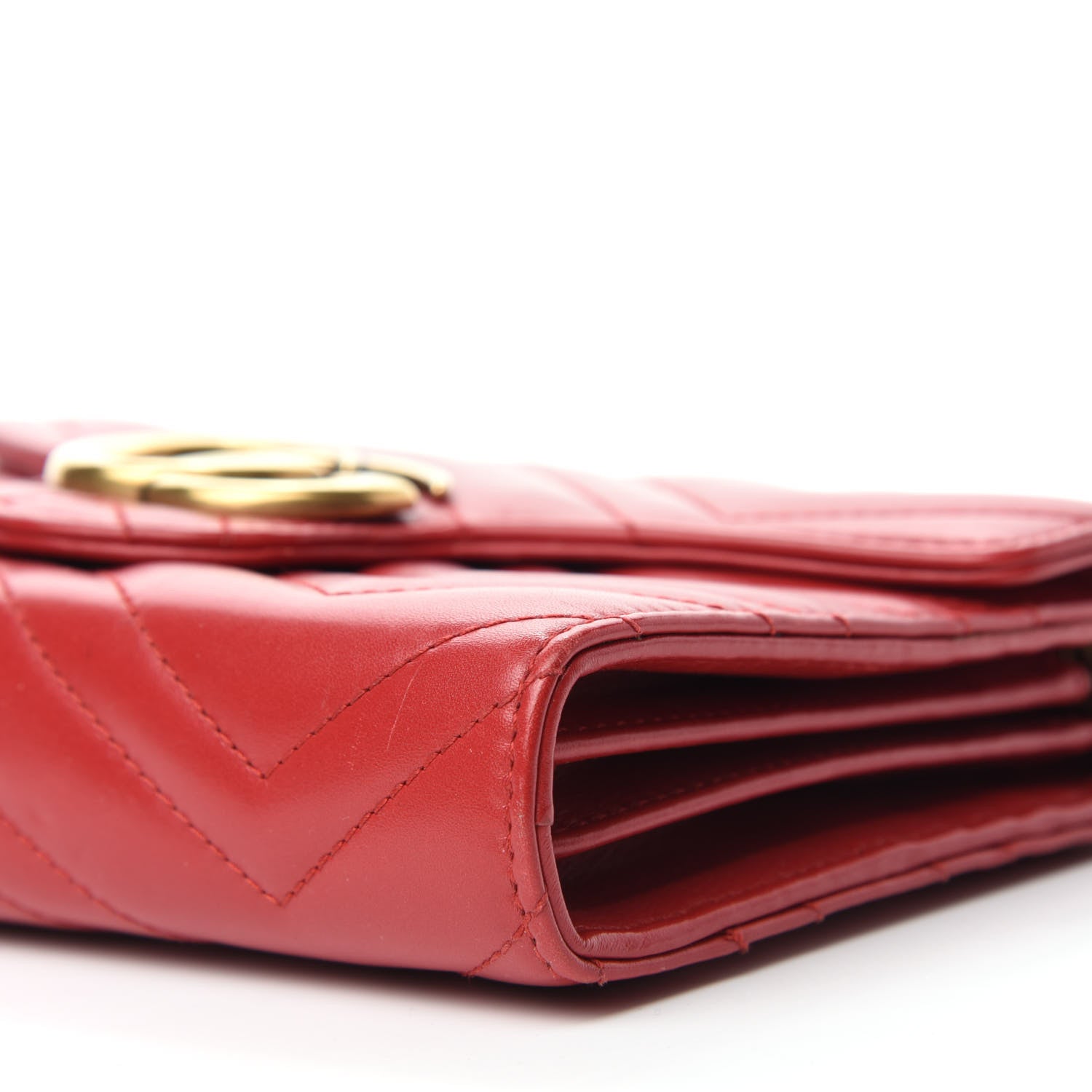 Gucci Calfskin Matelasse GG Marmont Chain Wallet Hibiscus Red 7 of 10