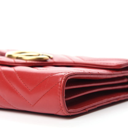 Gucci Calfskin Matelasse GG Marmont Chain Wallet Hibiscus Red 7 of 10