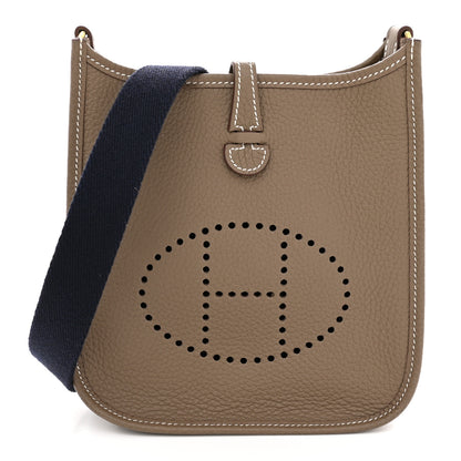 Hermes Taurillon Clemence Amazone Evelyne TPM Etoupe Bleu Indigo 1 of 11