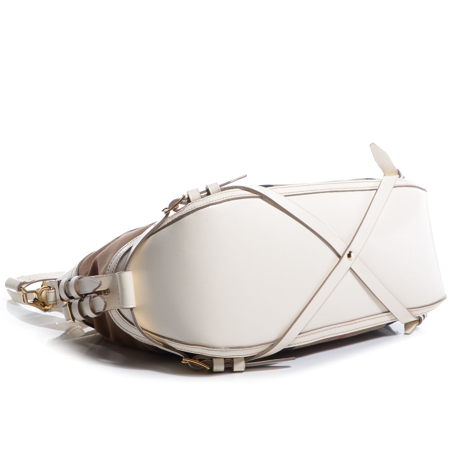 House Check Bridle Calfskin Small Ledbury Hobo White