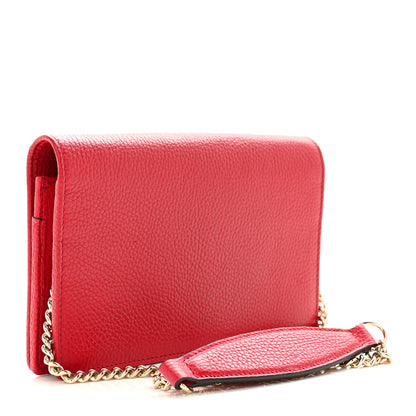 Gucci Pebbled Calfskin Soho Wallet on Chain Hibiscus Red 3 of 10
