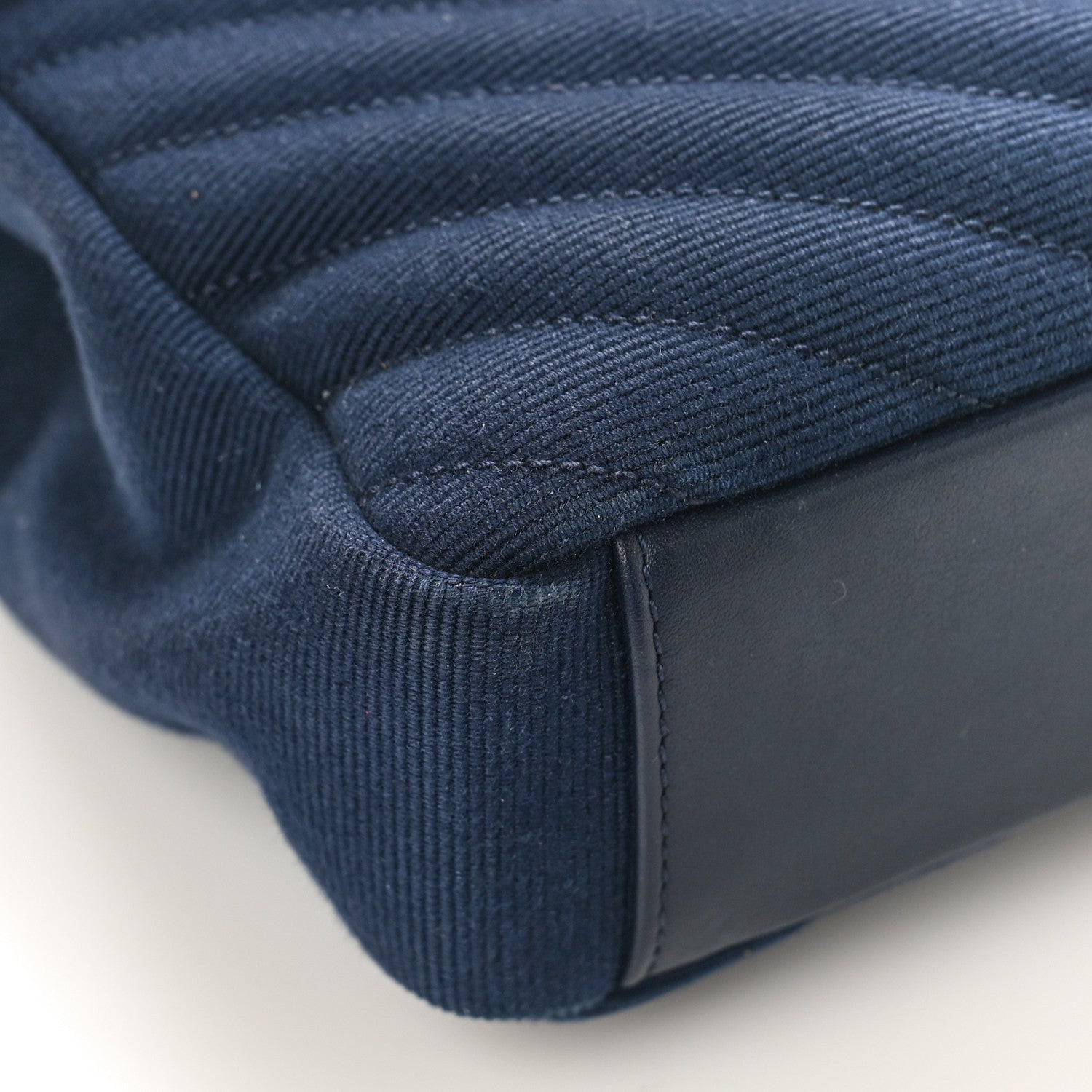 Saint Laurent Corduroy Matelasse Chevron Monogram Medium College Bag Deeply Blue 7 of 9