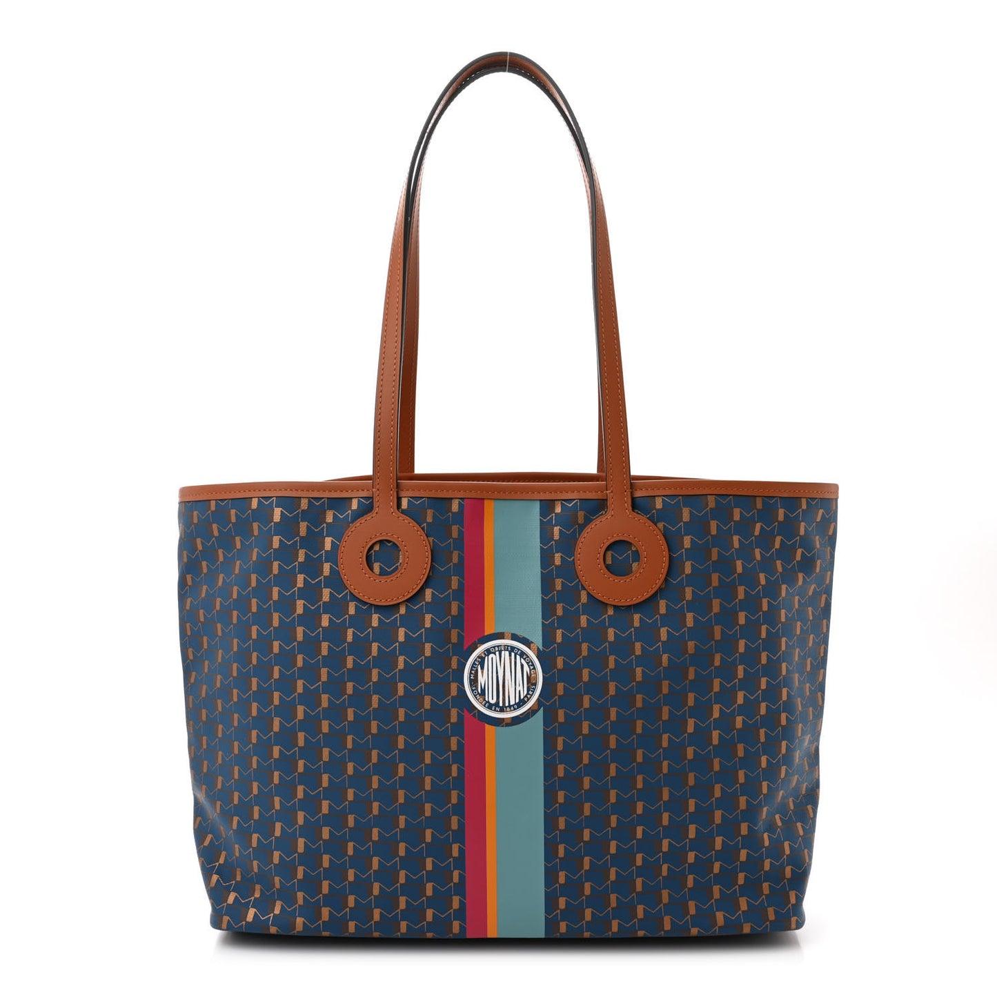 Grained Calfskin Canvas 1920 Oh! Tote Ruban Duo MM Indigo Bronze Cognac