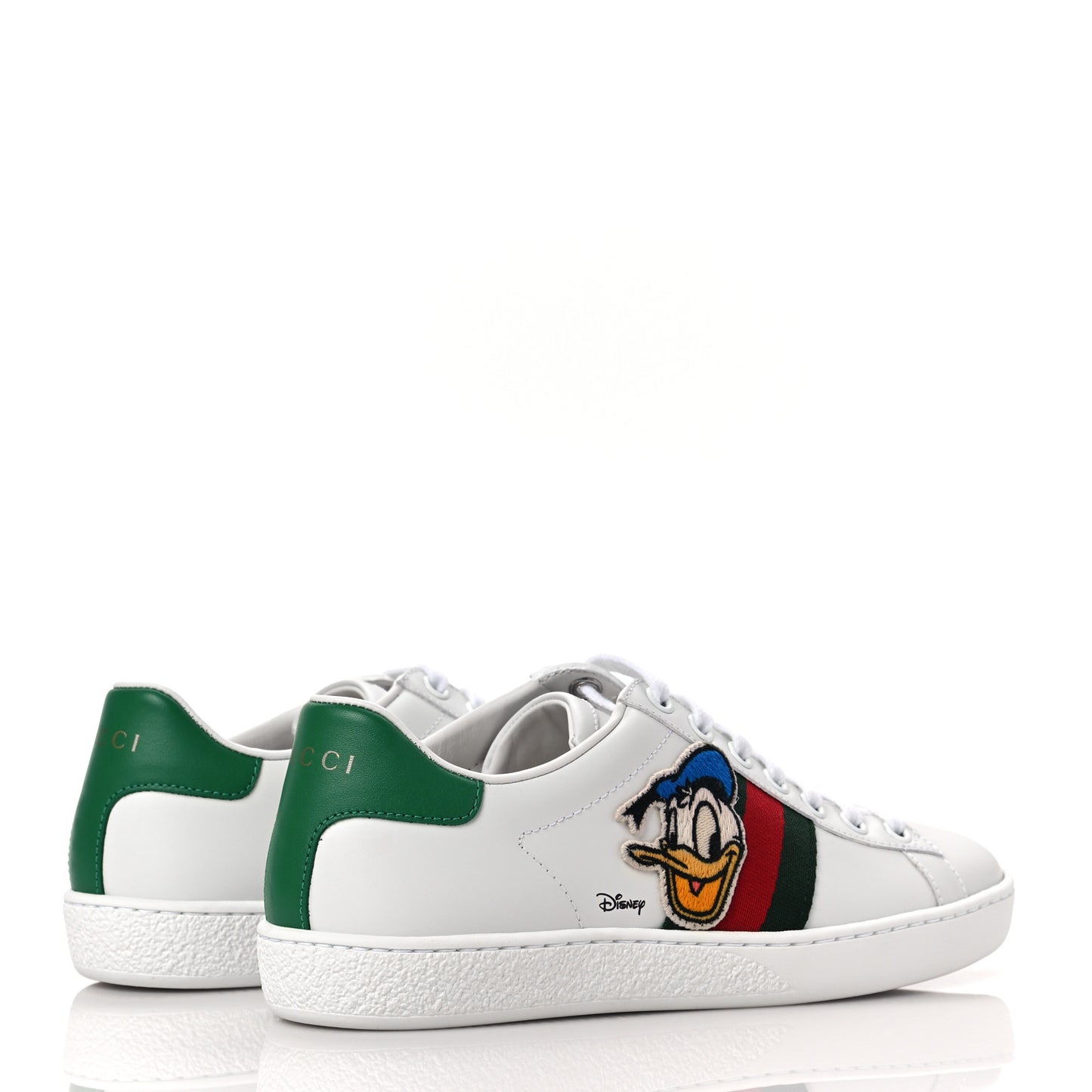 X DISNEY Calfskin Miro Soft Web Donald Duck Womens Ace Sneakers 35 White New Shamarock