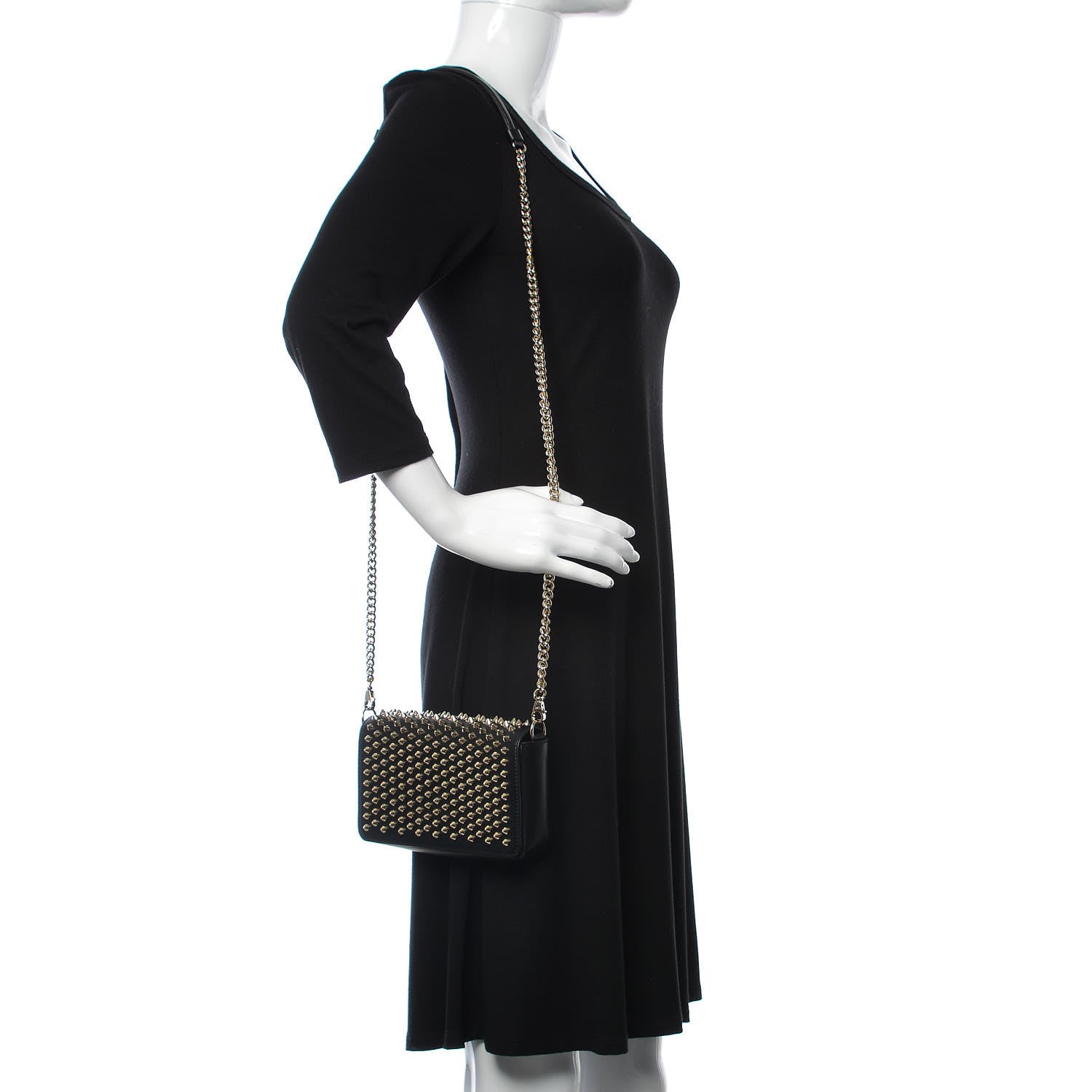 Christian Louboutin Calfskin Spiked Zoompouch Crossbody Black 2 of 13
