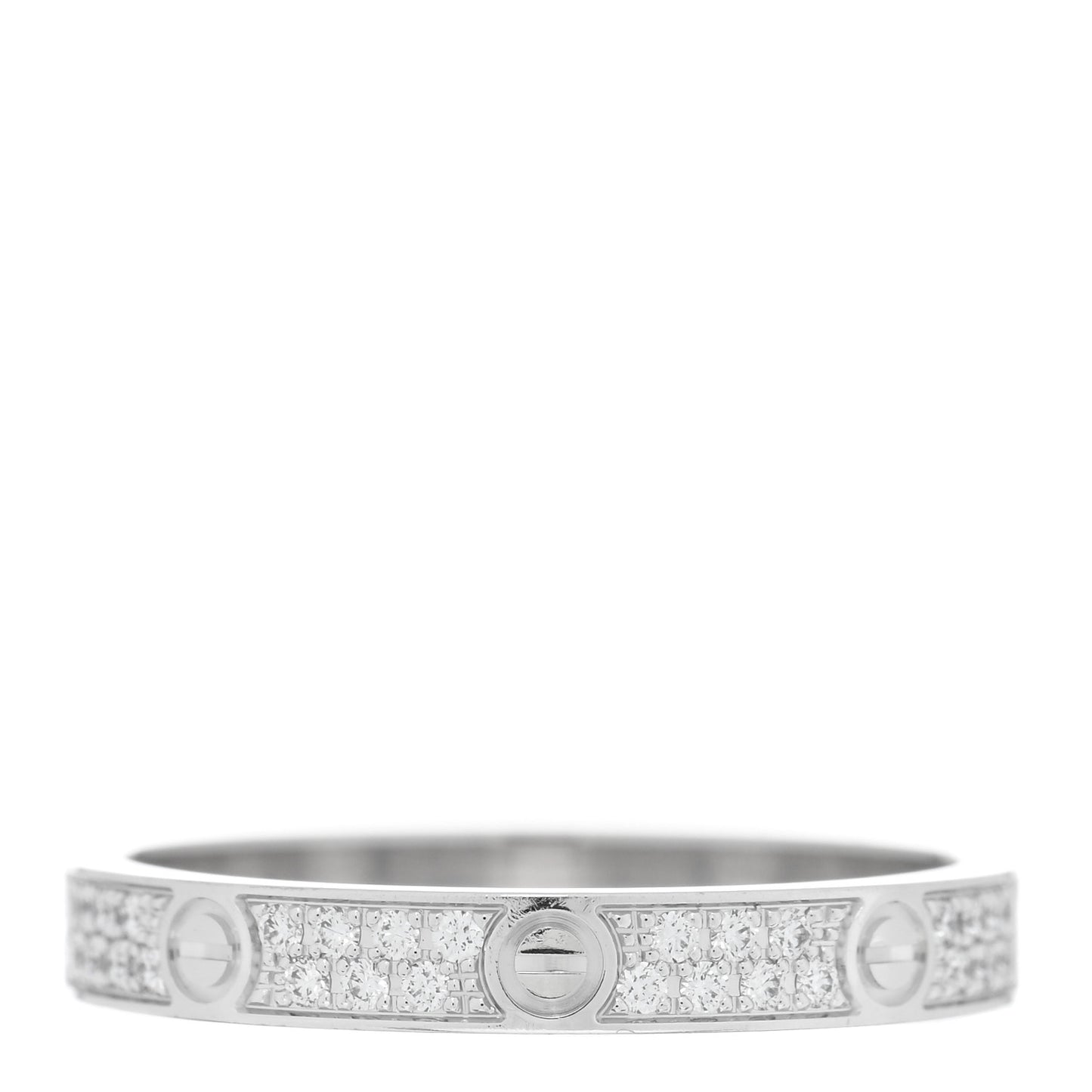 18K White Gold Diamond 2.6mm LOVE Paved Band Ring 48 4.5