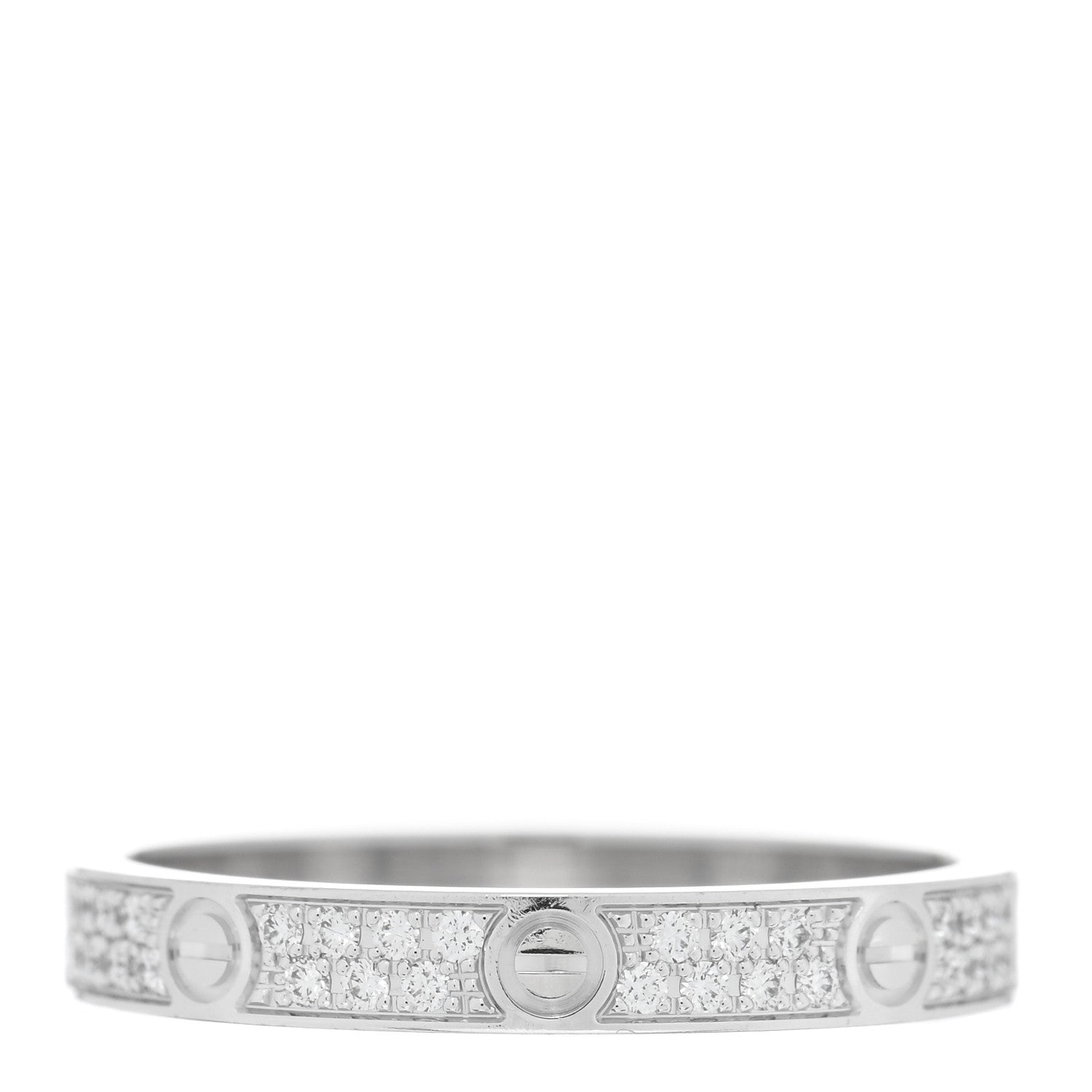 Cartier 18K White Gold Diamond 2.6mm LOVE Paved Band Ring 48 4.5 3 of 4