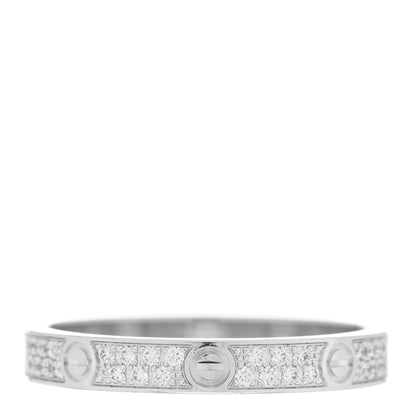 Cartier 18K White Gold Diamond 2.6mm LOVE Paved Band Ring 48 4.5 3 of 4