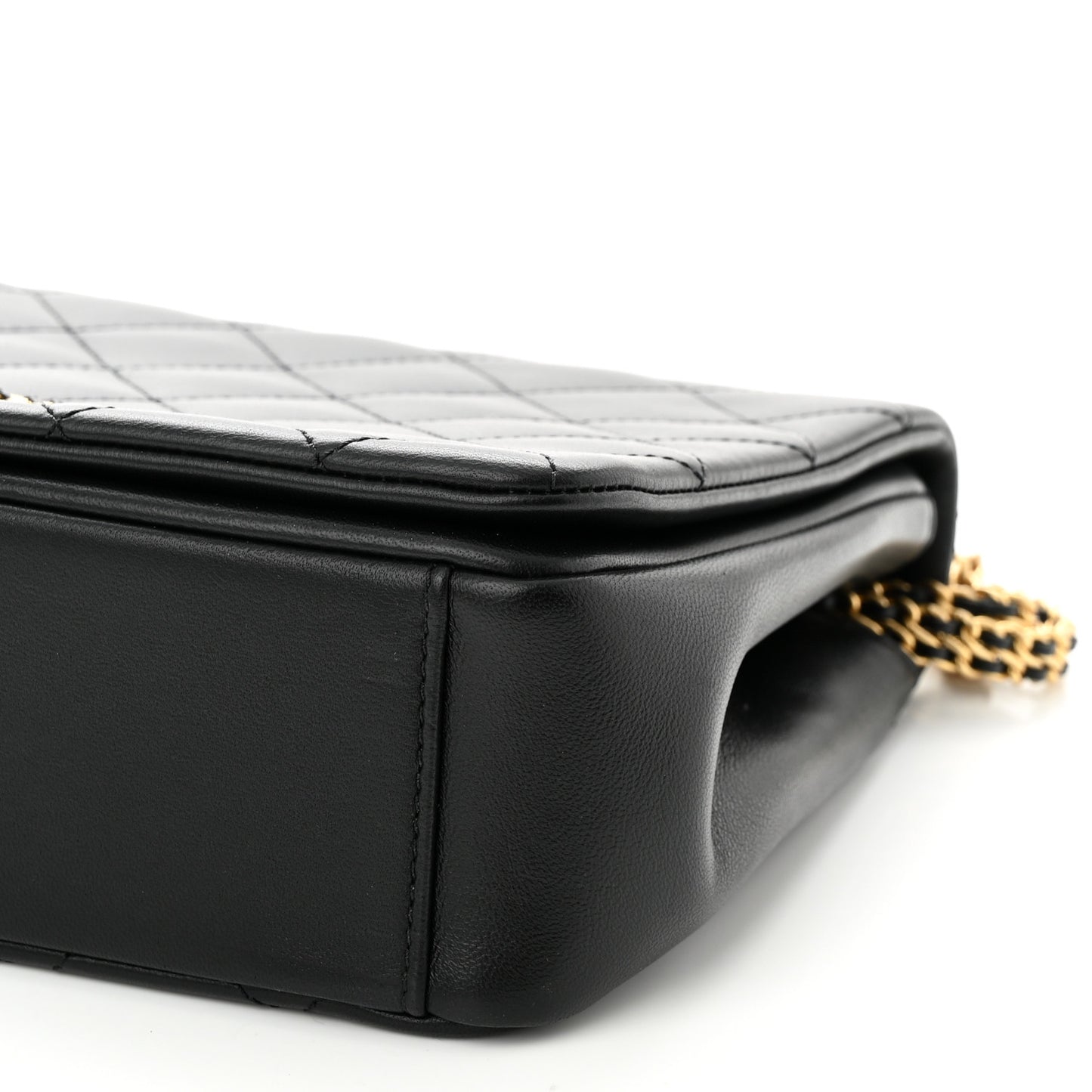 Lambskin Quilted Chain To Chain Flap Black