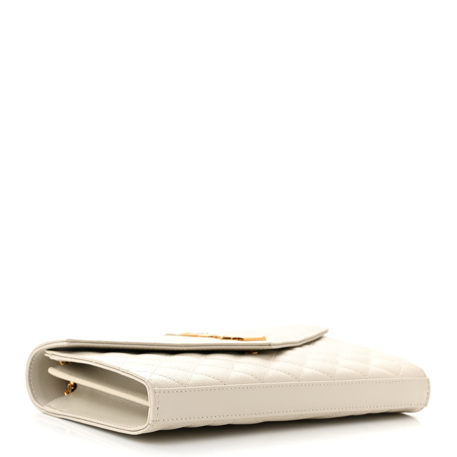Saint Laurent Grain De Poudre Mixed Matelasse Triquilt Monogram Chain Wallet Crema Soft 4 of 11