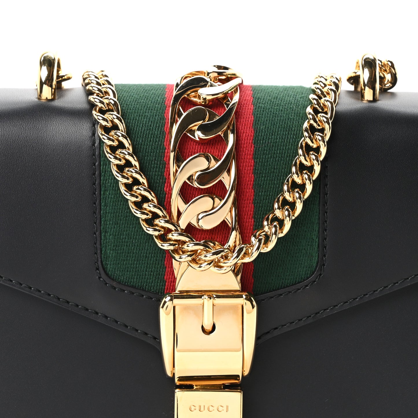 Calfskin Mini Sylvie Chain Shoulder Bag Black