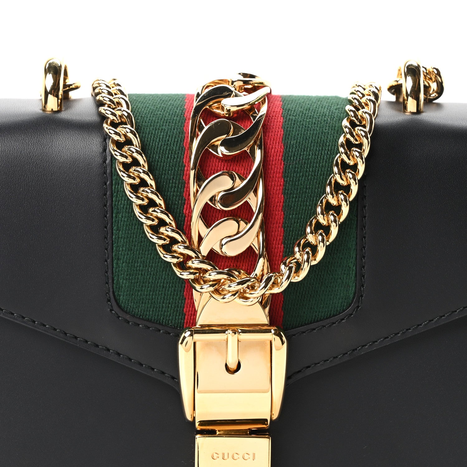Gucci Calfskin Mini Sylvie Chain Shoulder Bag Black 8 of 10